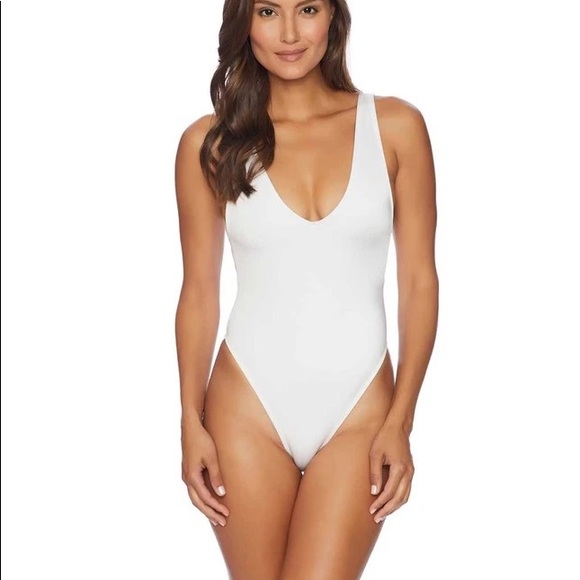 BASTA SURF HIGH LEG EYE MAILLOT SOLID ONE-PIECE SWIMSUIT small brown - Picture 2 of 7
